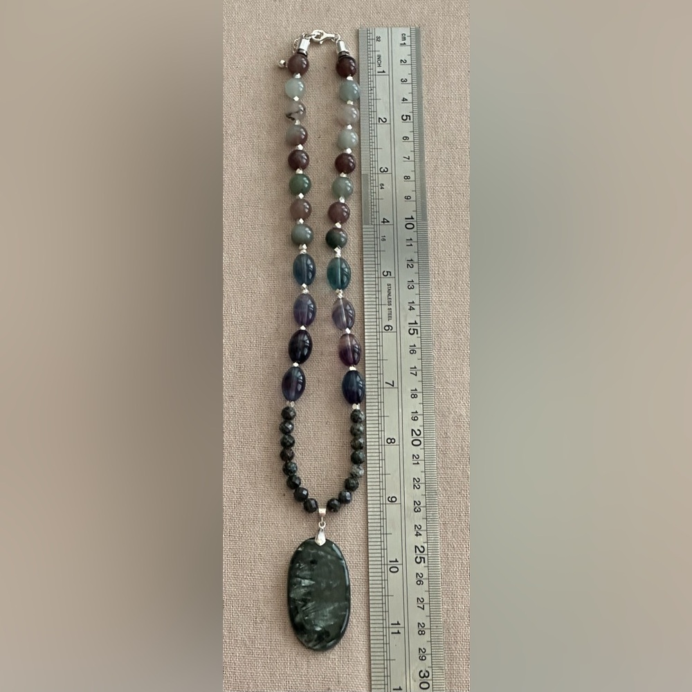22 inch Fluorite and Seraphinite bead necklace NWOT - Picture 11 of 11